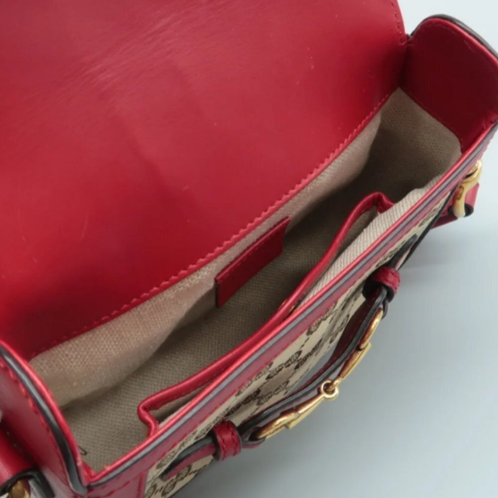 100% Authentic GUCCI Brown&Red Cloth Crossbody Bag - Picture 8 of 12